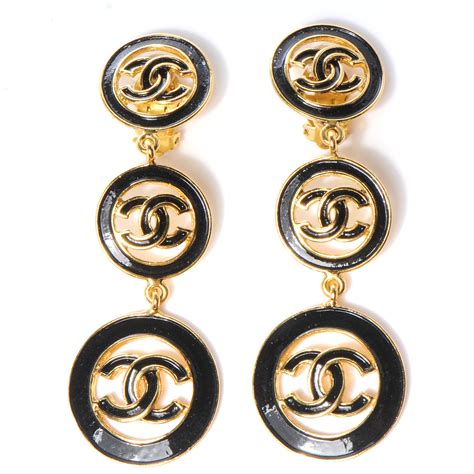 chanel black and gold enamel cc earrings|Chanel earrings cc price uk.